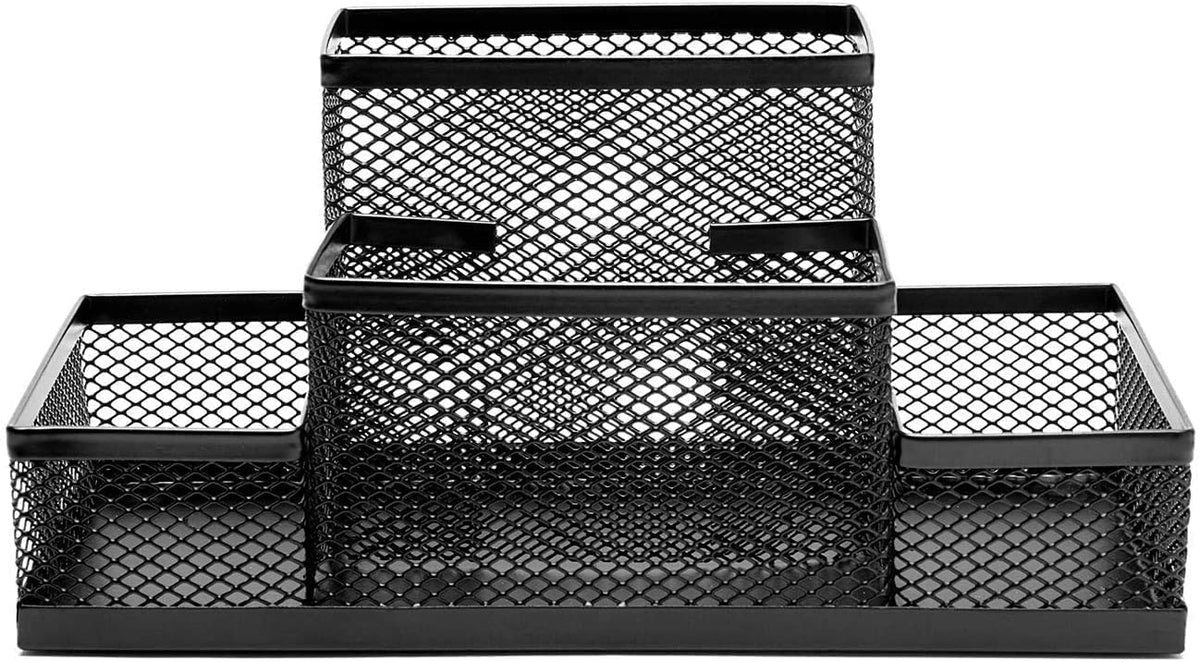 Metal Mesh Stationery Desk Organizer 4 Compartment