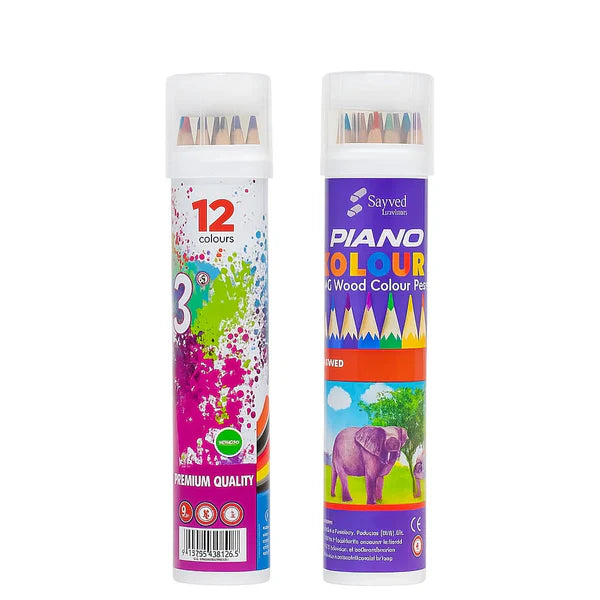 Piano Real Wood Color Pencil Box Pack of 12